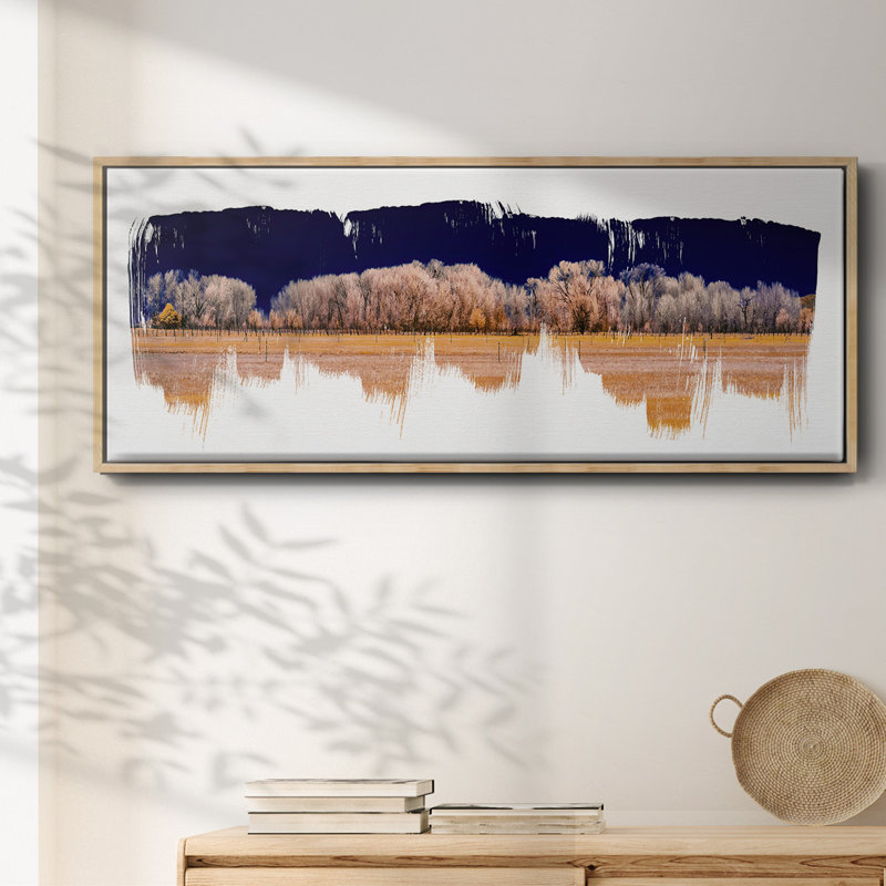 Treeline Panorama- Framed Canvas, 12" H x 30" W