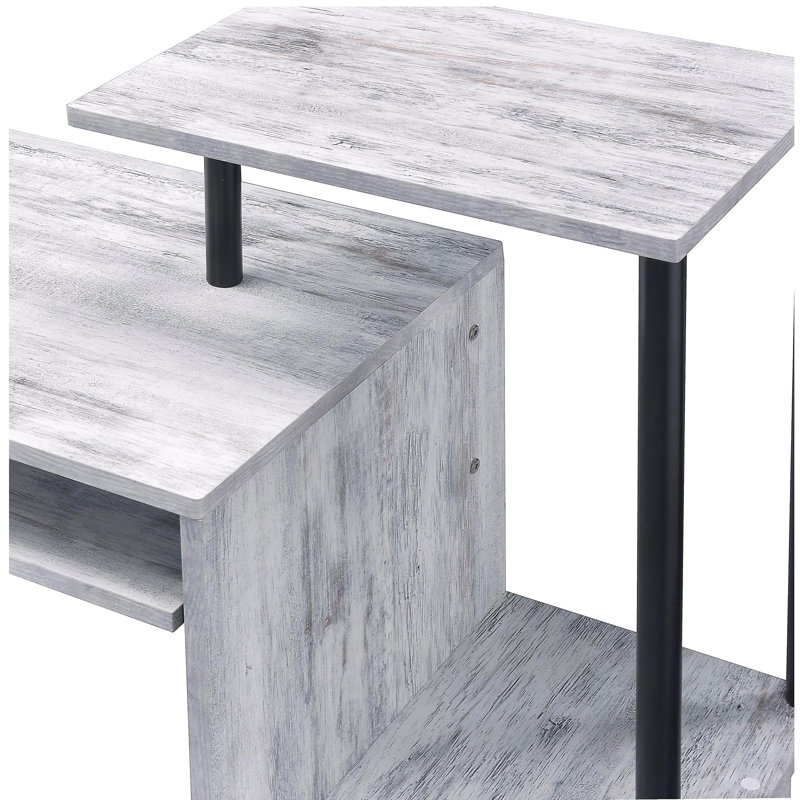 Bureau d'ordinateur Lyphre, Blanc antique / noir