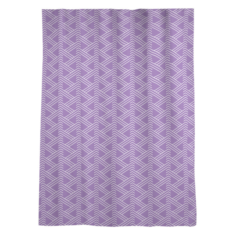 Panneau de rideau simple diaphane avec passe-tringle classique Zig Zag, Mauve/blanc