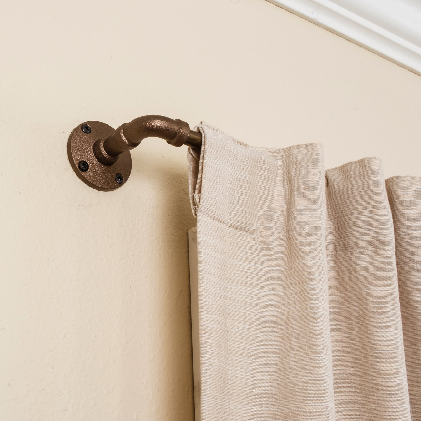 Pryer Single Curtain Rod, 86" - 128", Dark Bronze