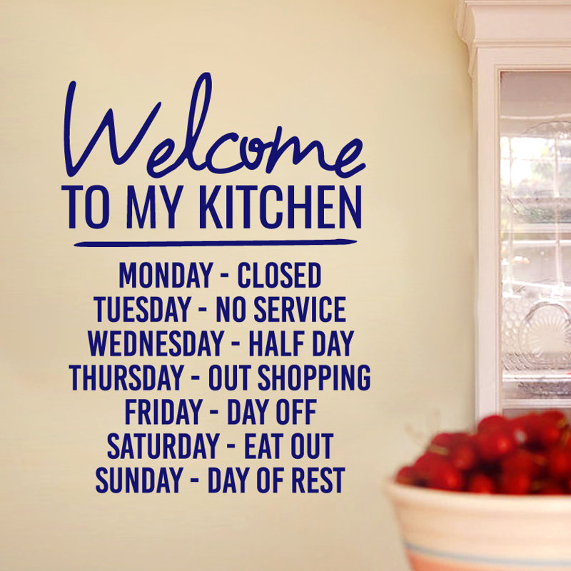 Décalcomanie murale Welcome to my kitchen, Bleu marine