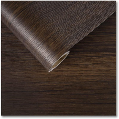Papier peint en vinyle grain de bois brun foncé - imperméable pour les comptoirs et les armoires 24 po x 354 po CRE8TIVE