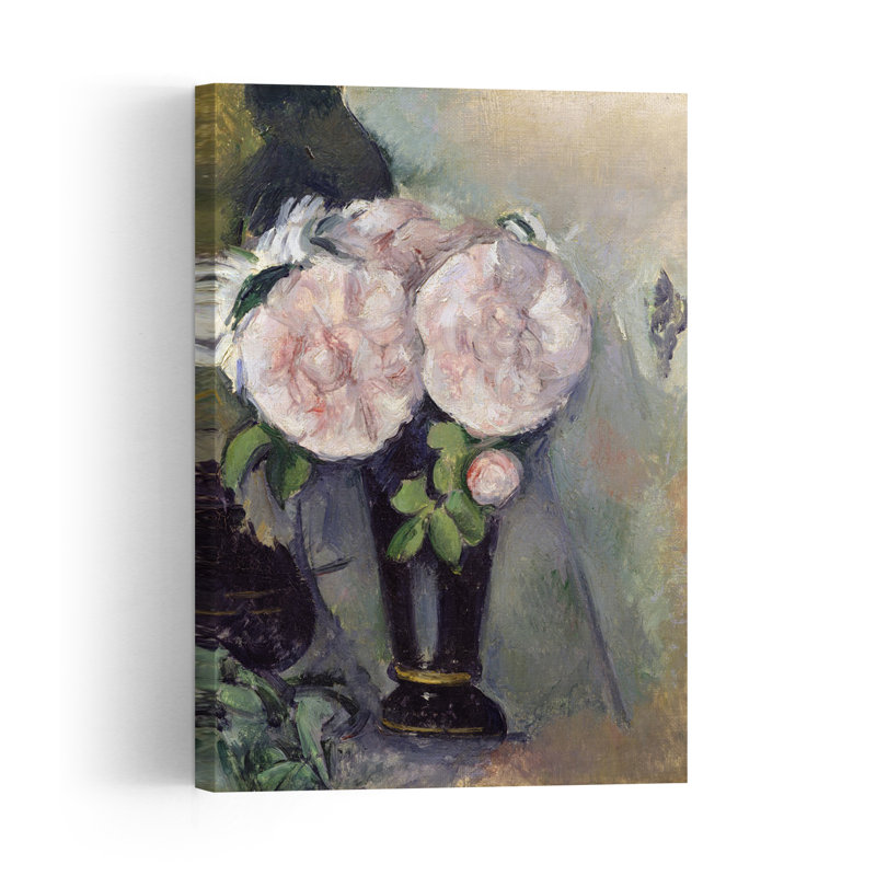 Fleurs dans un vase bleu, vers 1886. Estampe d'art mural abstraite et contemporaine., H 60 po x l 40 po