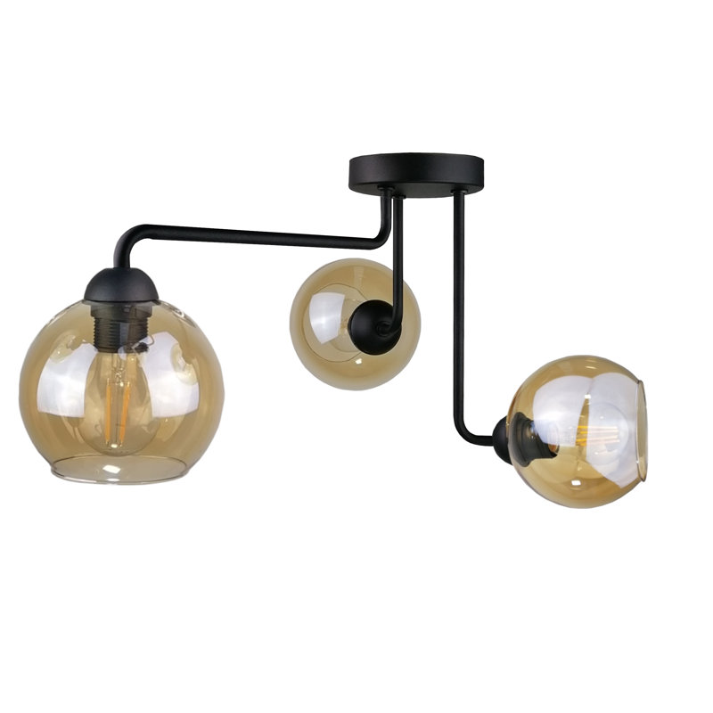 Glass Semi Flush Mount, Black