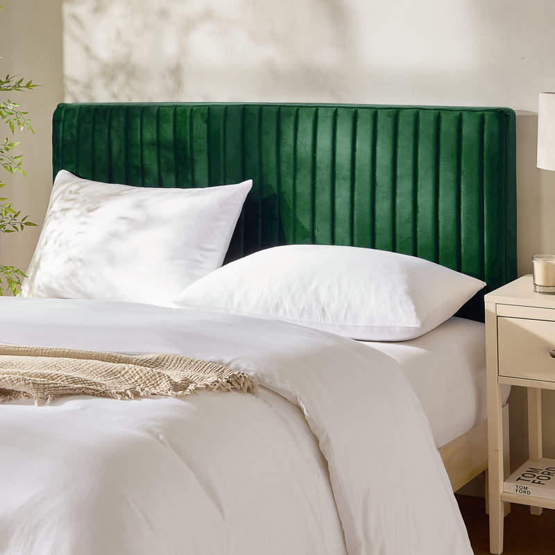 Tête de lit murale en velours Nestl Chastelyne, Grand lit, Vert