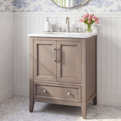Murrieta 25'' Single Bathroom Vanity with Carrara Marble Top