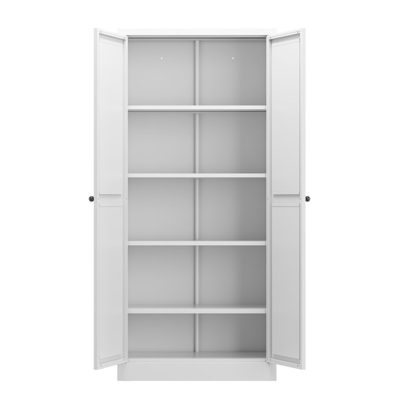 Unité de rangement pour garde-manger de 61 po en métal blanc, 4 tablettes réglables, 110 lb par tablette, outil à installer, facile à nettoyer, peu encombrant dans les armoires de cuisine, capacité de 110 lb, robuste, assemblage de 30 minutes, ventilé