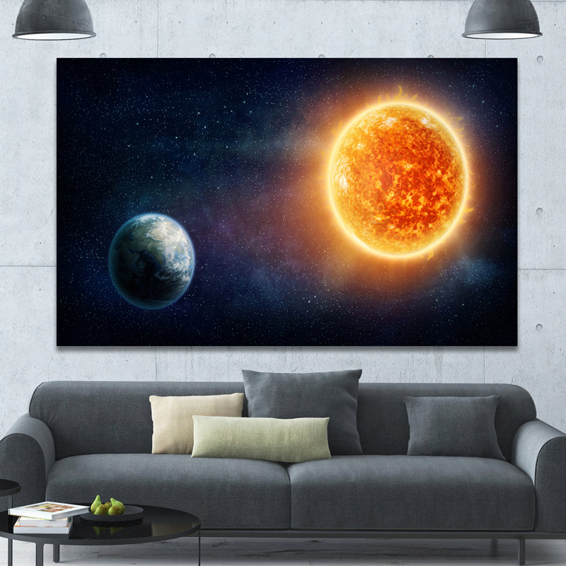 «Planète terre et soleil», impression sur toile tendue, H 20 po x l 20 po x P 1 po