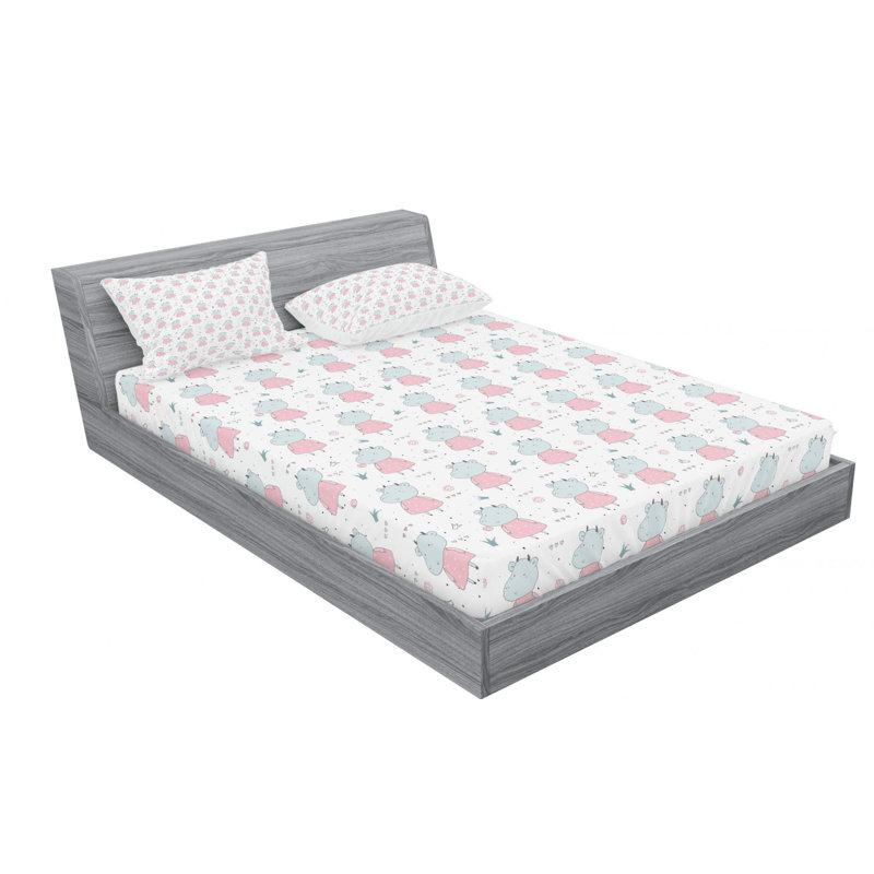 Microfiber Floral Sheet Set, Queen Sheet Set with Fitted Sheet