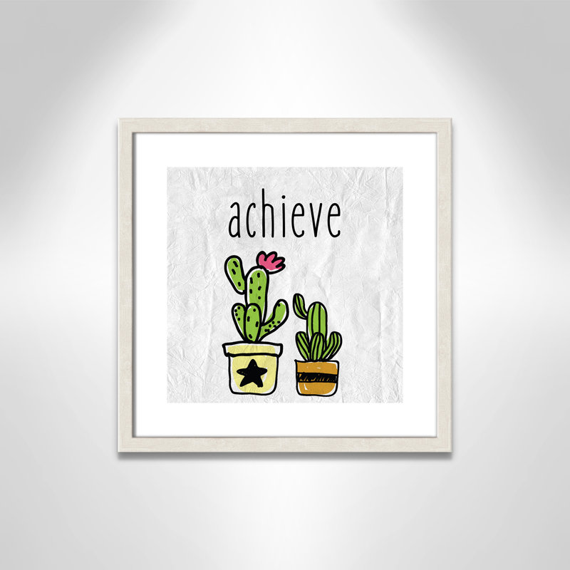 Impression sur papier Cacti C, Encadré de boîte à grain de bois blanc, H 16 po x l 16 po x P 1,18 po