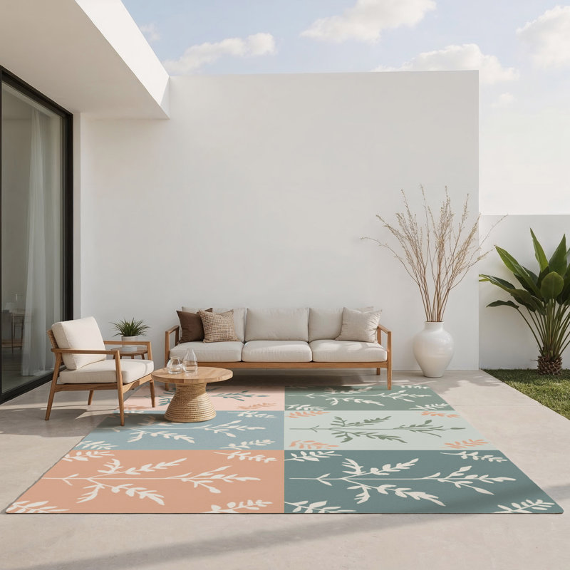 Tapis intérieur et extérieur Blush Petals, Rectangle 5 pi x 7 pi