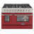 KUCHT Professional 48 in. 6.7 cu. ft. Natural Gas Range with Sealed Burners, Griddle/Grill and Two Ovens - One Convection - in Stainless Steel with Red Oven Doors-50147975-50147978