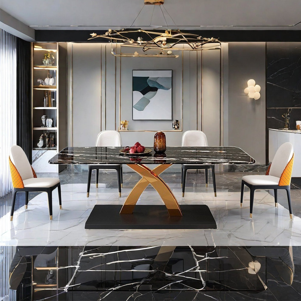 Pakloer Luxury modern rectangular dining table sets | Wayfair