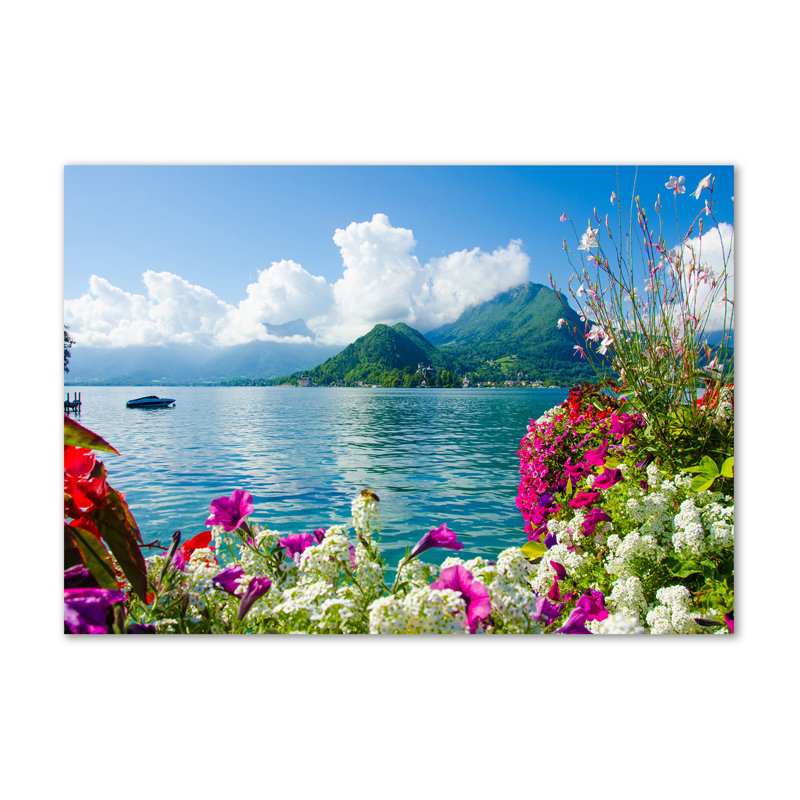 Flowers By The Lake - Wrapped Canvas Print