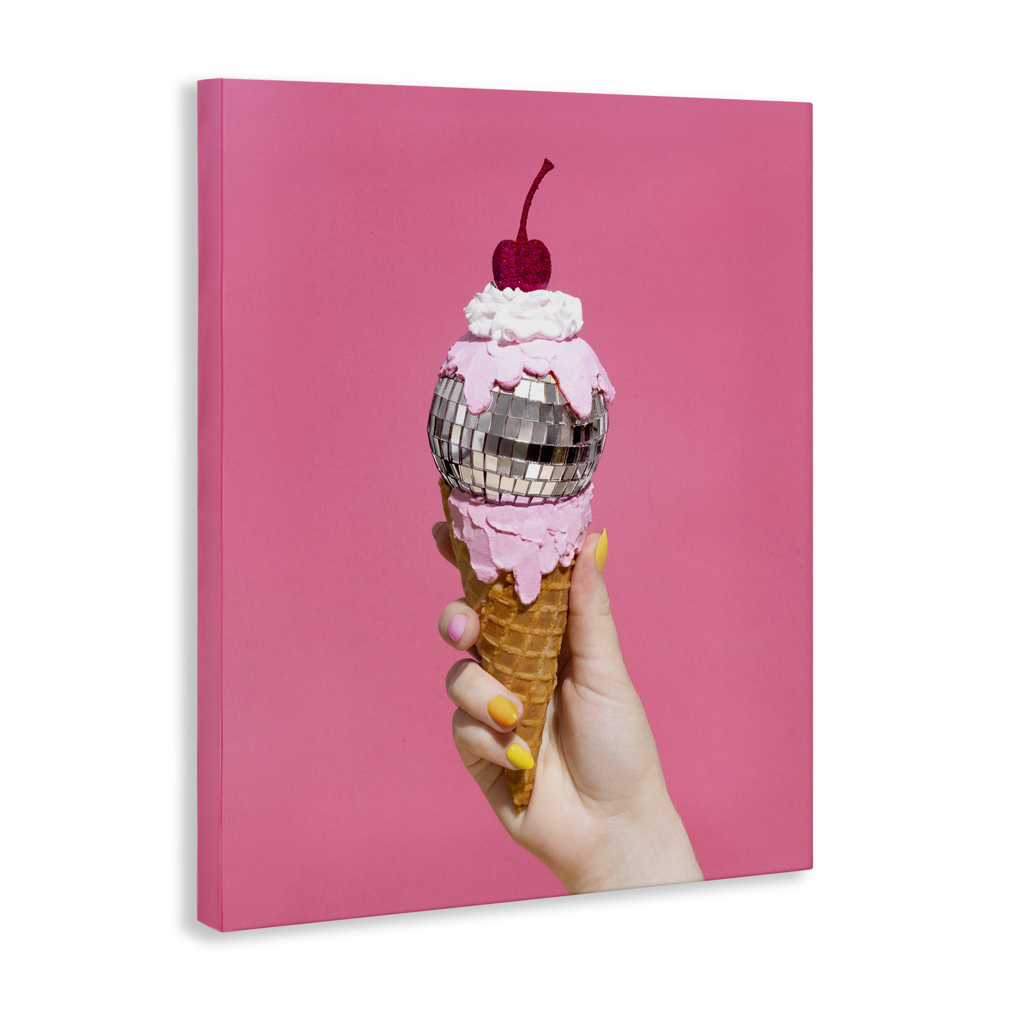 Ebern Designs Glam Disco Ice Cream Canvas Wall Art by LISH Creative ...