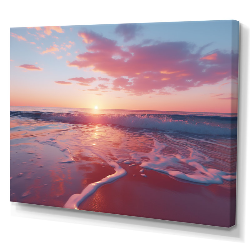 «Beach Cotton Candy Sunset Skies II» - art mural coucher de soleil côtier, Toile tendue, H 40 po x l 60 po x P 1,5 po