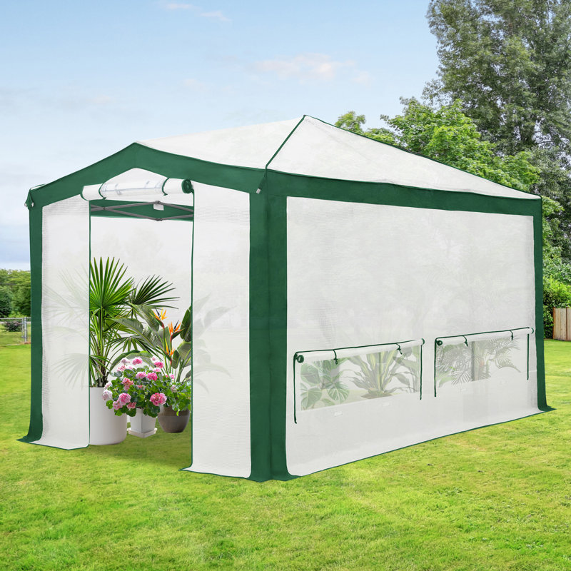 8 x 12 FT Outdoor Portable Walk-In Hobby Greenhouse, Flower House, Green
