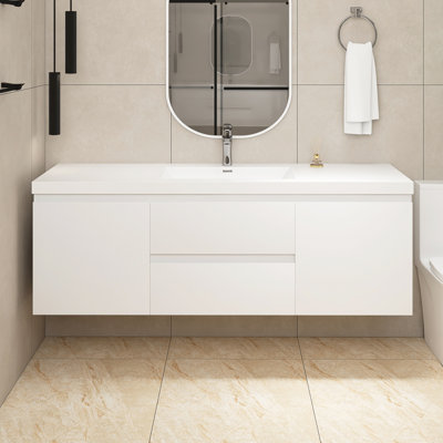 Meuble-lavabo mural simple 59 po avec surface solide 59 po
