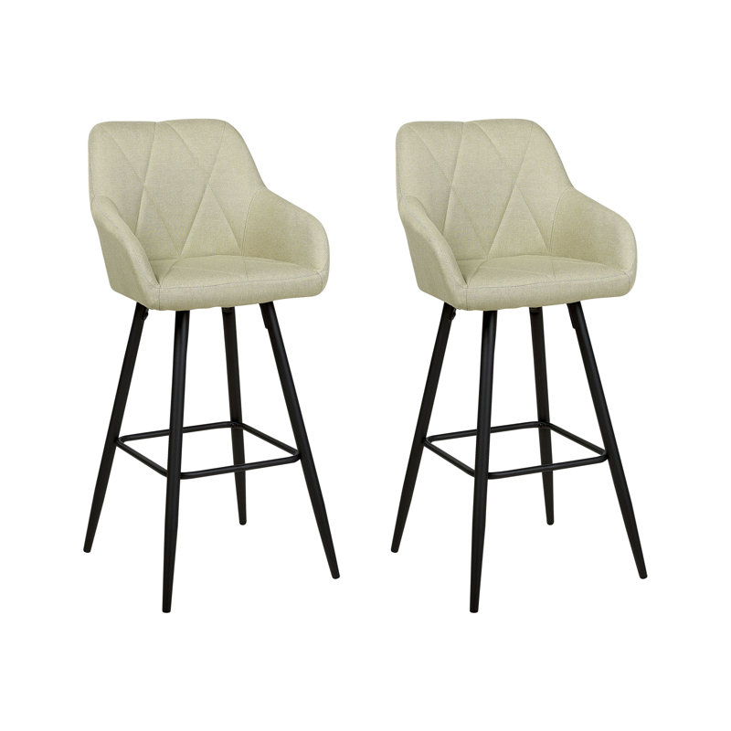 Subramanya Upholstered Counter Stool with Metal Frame, Green