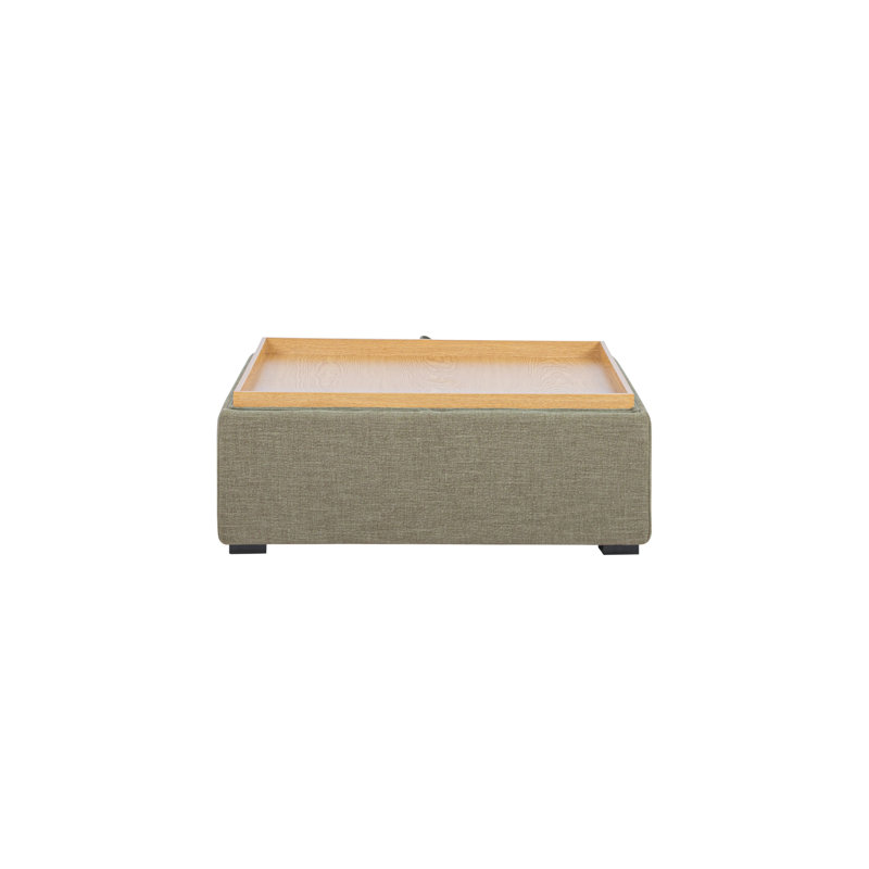 Montana Ottoman, Green Polyester/Linen