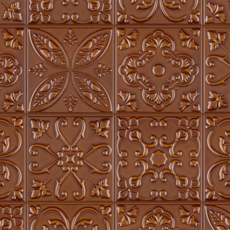 Trend 8" x 8" Ceramic Patterned Wall Tile, Orange