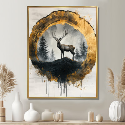Giannisis Golden Deer Landscape Grace In The Wild IV - Deer Wall Art