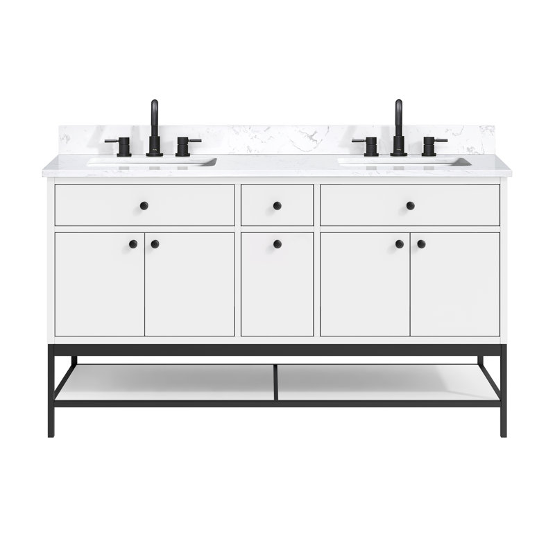 Meuble-lavabo double Paisley, Blanc