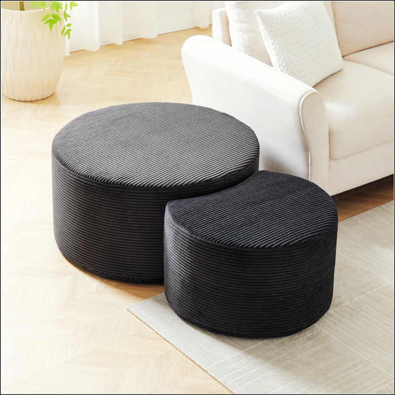 Ensemble de 2 tables basses emboîtables pour le salon, table d'appoint et repose-pieds en mousse moderne, sans assemblage