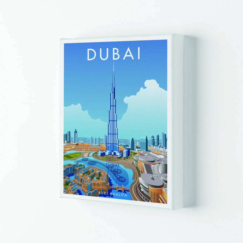 Dubai by Stephen Millership - Print on Canvas, 42cm H x 29.7cm W x 4cm D, Wrapped Canvas