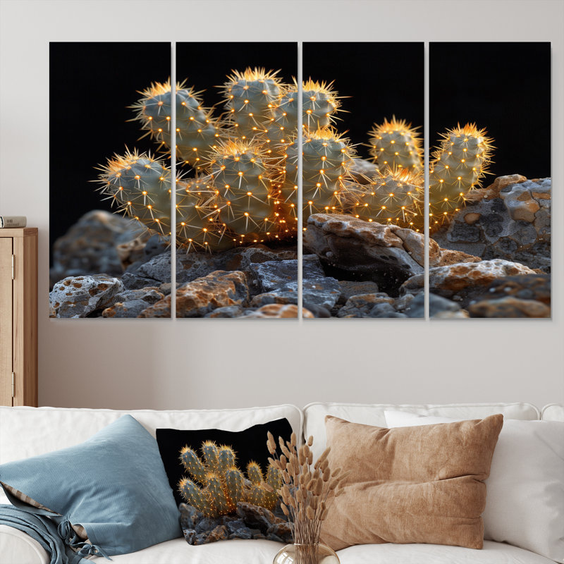 Cactus jaune, jaune et noir, H 28 po x l 48 po