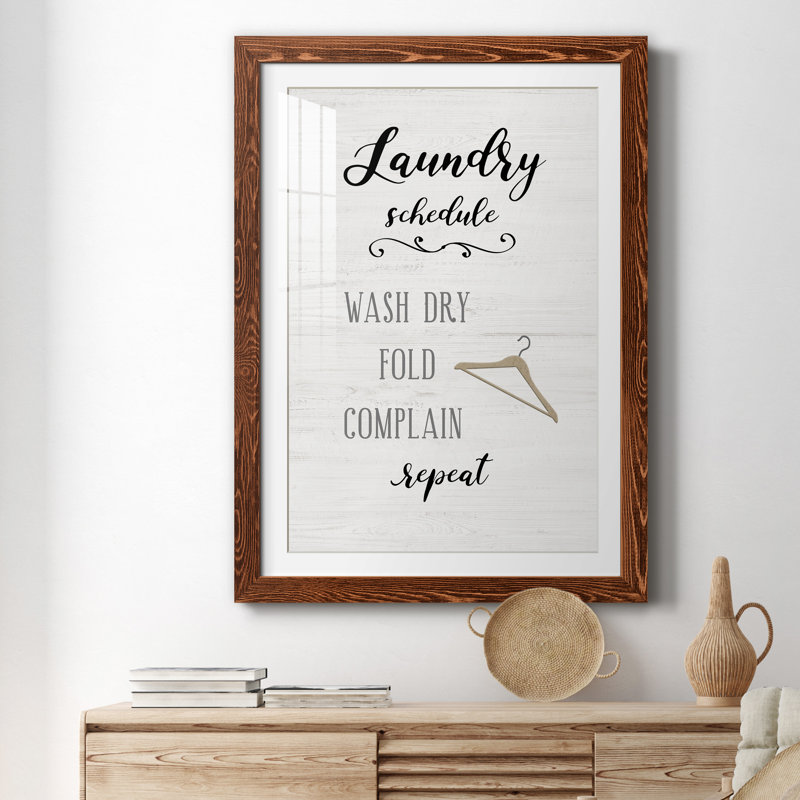 Laundry Complain - Art textuel avec cadre photo, H 31 po x l 44 po x P 1 po, Cadre en érable