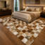 Tapis en cuir de vache patchwork fait à la main, tapis moderne en cuir damier-123904352
