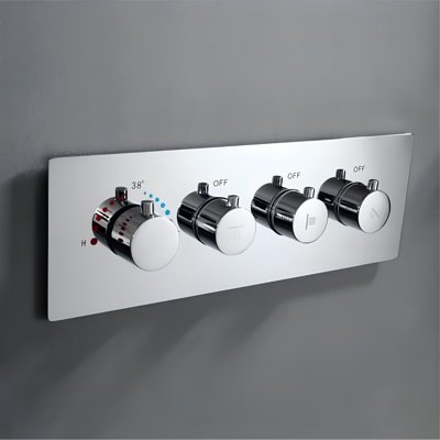 Bath Thermostatic Shower Mixer Large Flow in Chrome Finish