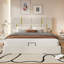 Grand lit tapissier avec rangement hydraulique, beige, revêtement en tissu doux, décoration de tête de lit dorée, structure en contreplaqué, support de 500 lb, lit plateforme simple, tissu, orné-1957821060