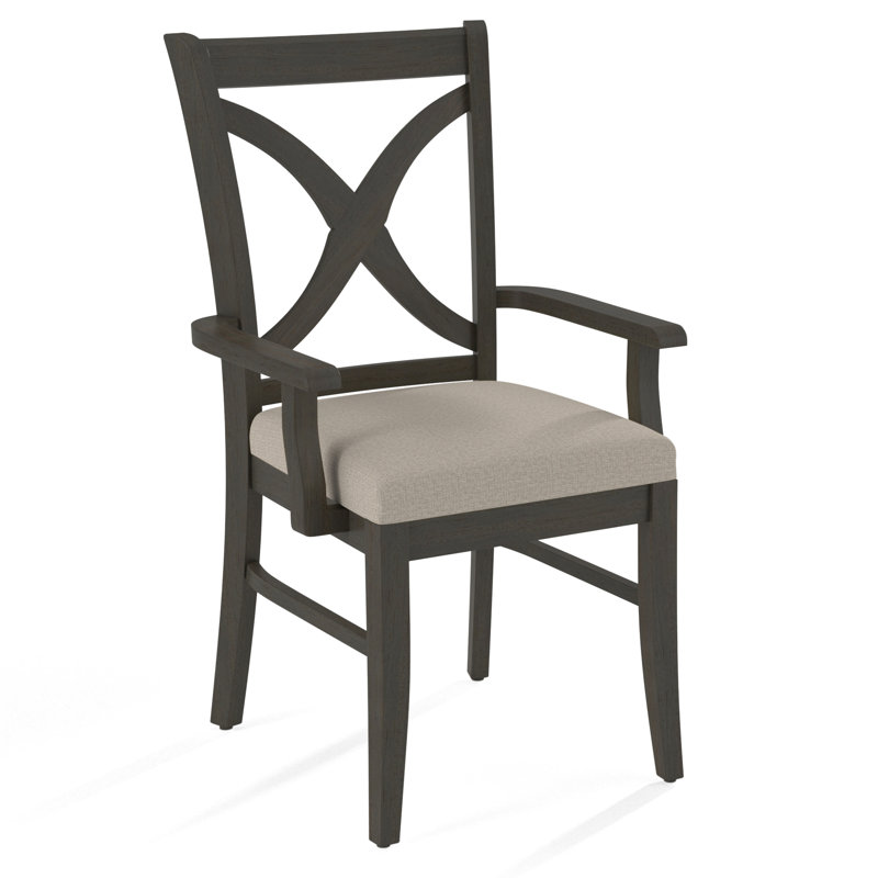 Hues Upholstered Arm Chair, Beige Performance Fabric; 0851-73, Antique Frost White Finish