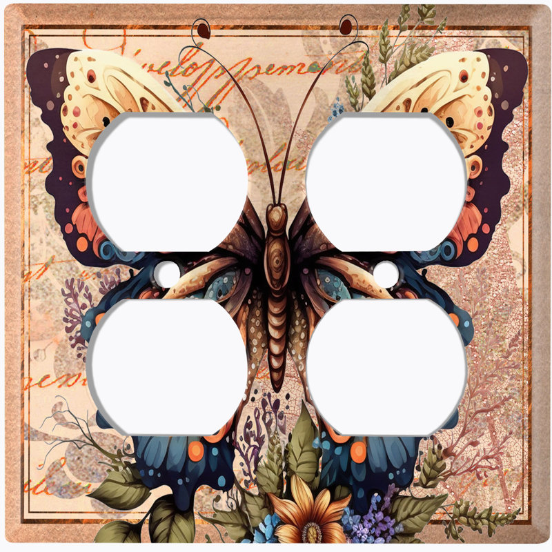 Plaque murale 2 prises Monarch Butterfly