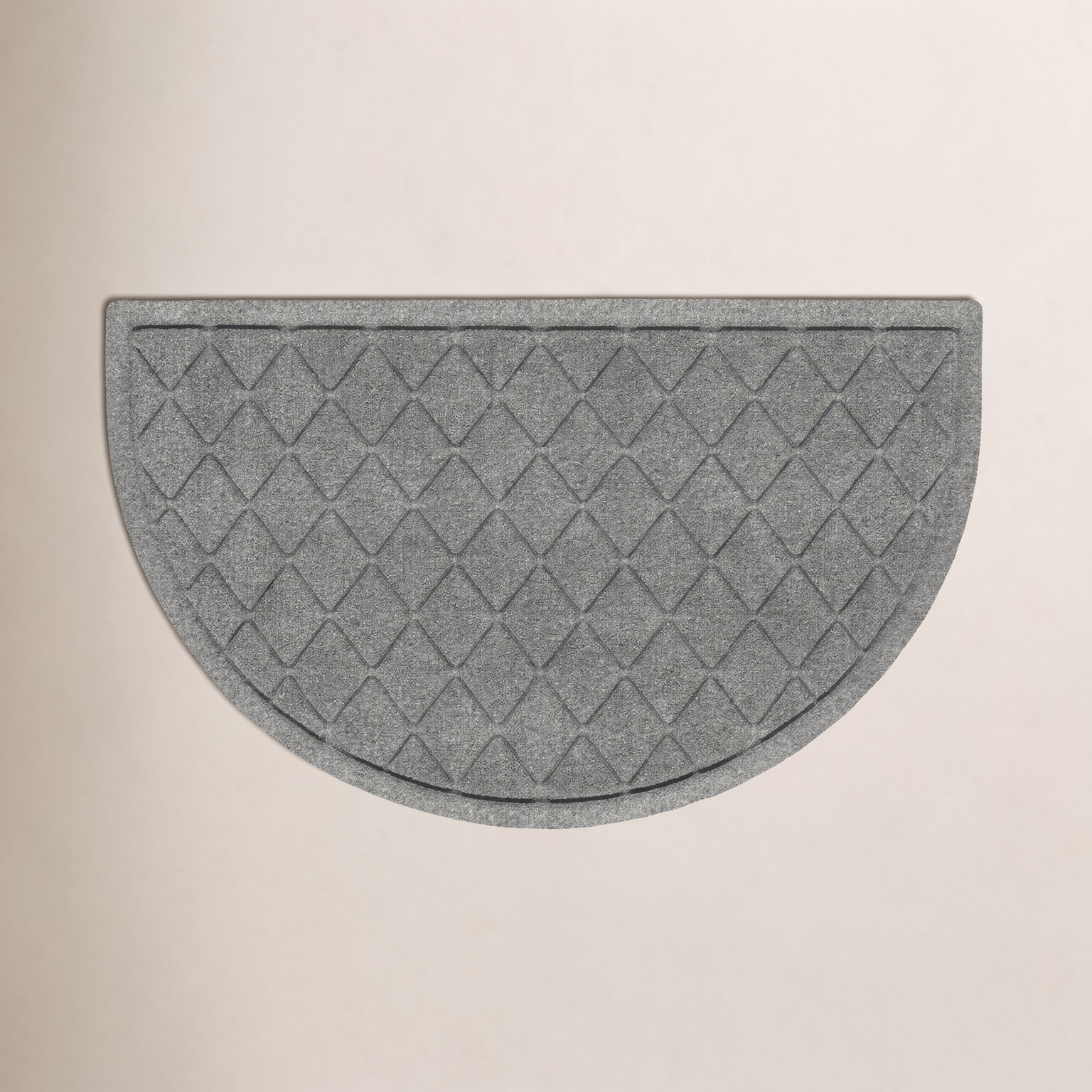WaterHog Non-Slip Indoor/Outdoor Doormat, Medium Gray, Semi-Circle 24" x 39"