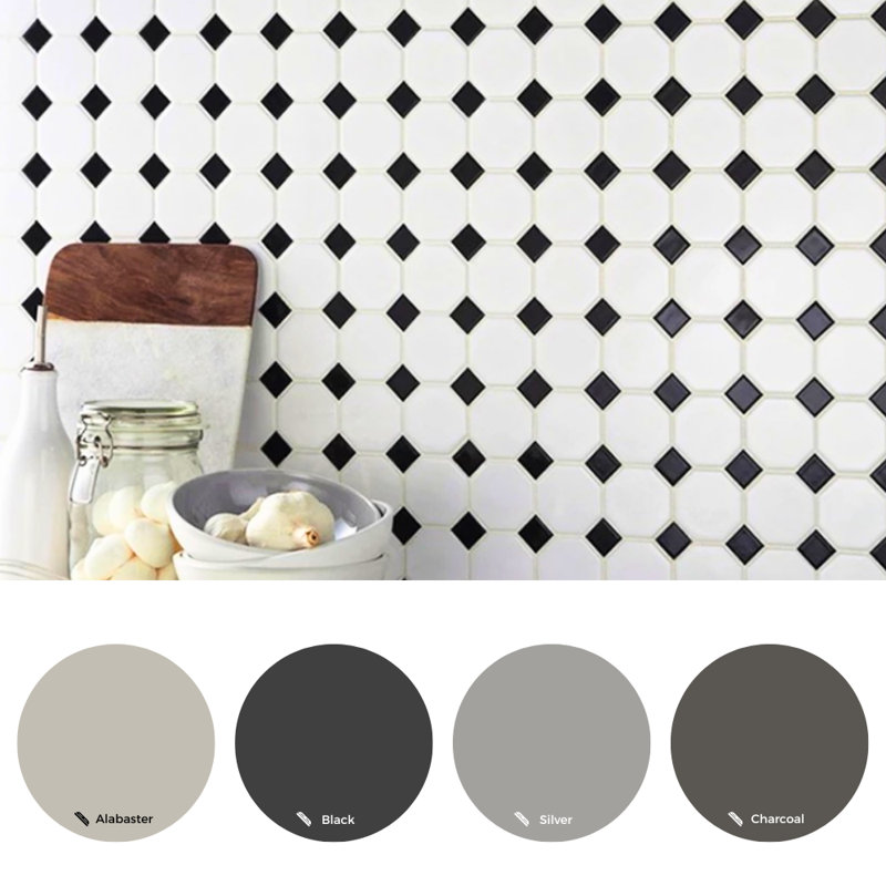 The Tile Life Check 12" x 12" Porcelain Mosaic Tile Sheet