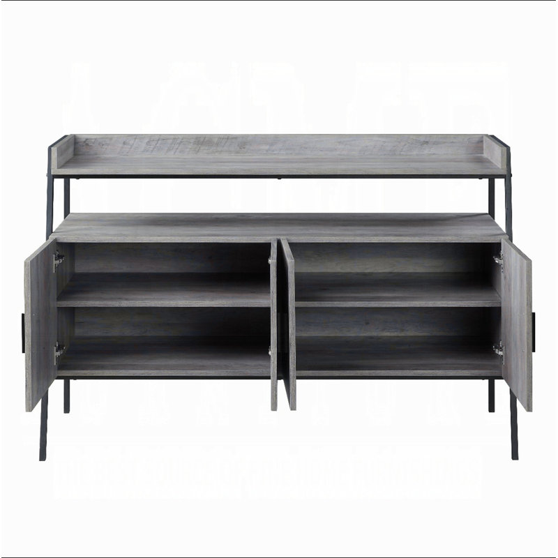 Meuble télé 4 portes en chêne gris et noir
