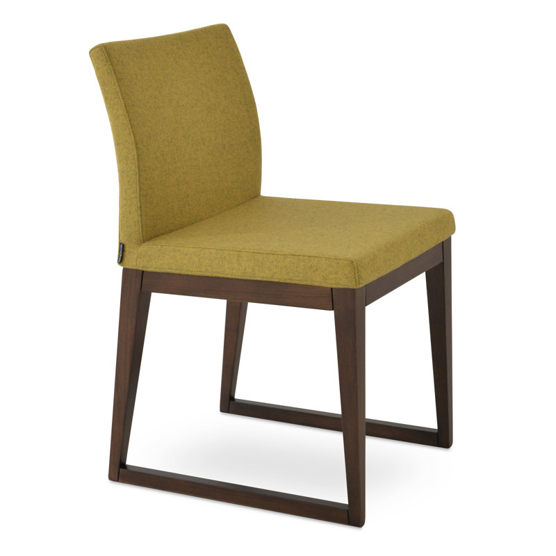 Aria Sled Wood Dining Chair, Amber Wool