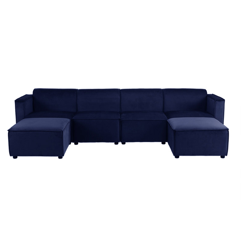 Necie 6 - Piece Living Room Set, Dark Blue