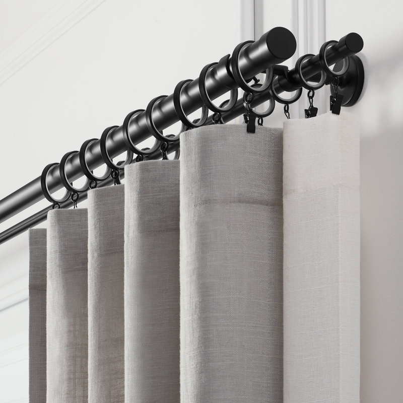 Cambria Designer Series 1-3/8 inch Premium Easy Glide Metal Curtain Rings With Smooth, Quiet Nylon Inserts, Satin Black