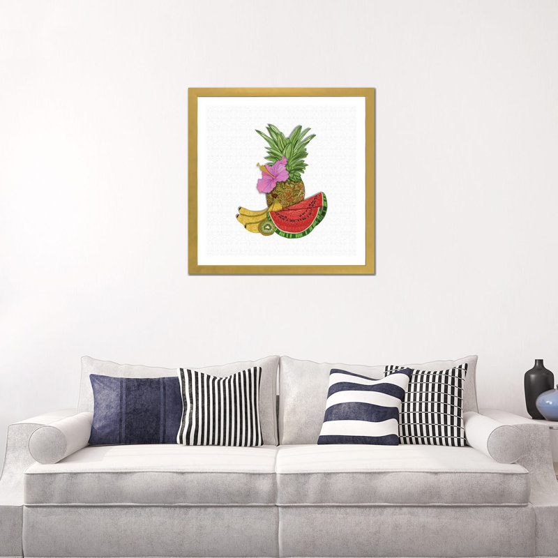 «Fruit Salad» par Angelika Parker, impression, H 24 po x l 24 po x p 1 po, Papier encadré doré, Blanc