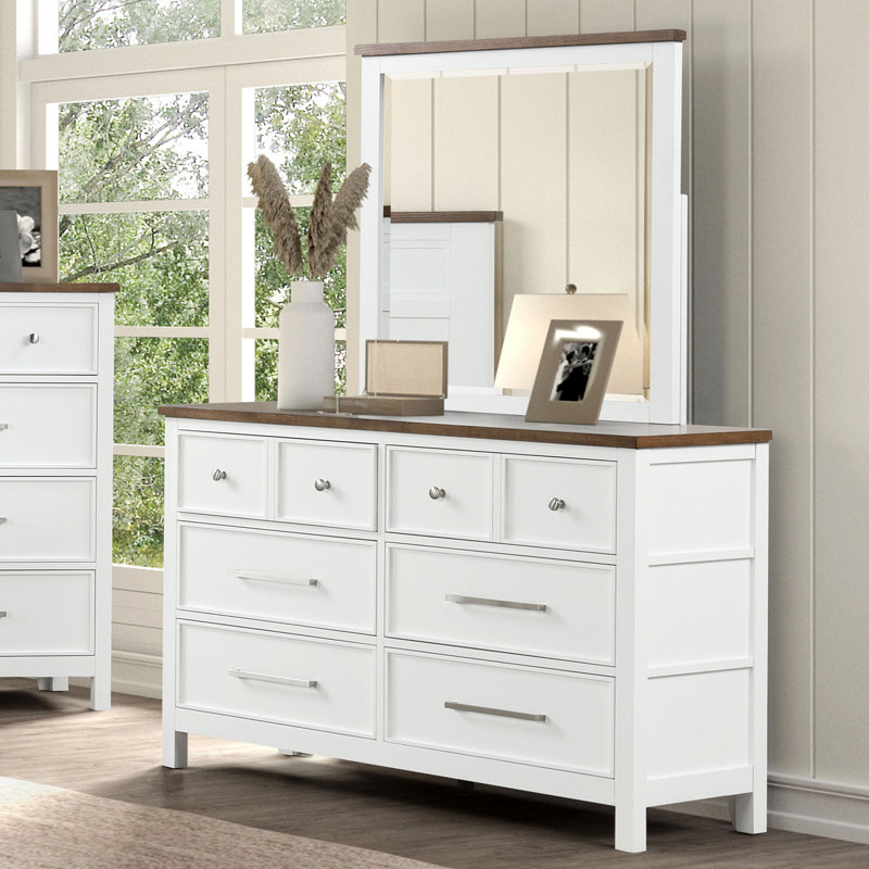 Commode de campagne moderne Pinetop, blanc / brun foncé