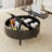 Fluted Round Lift Top Coffee Table With Storage, Adjustable Height Cocktail Table For Living Room-884580881
