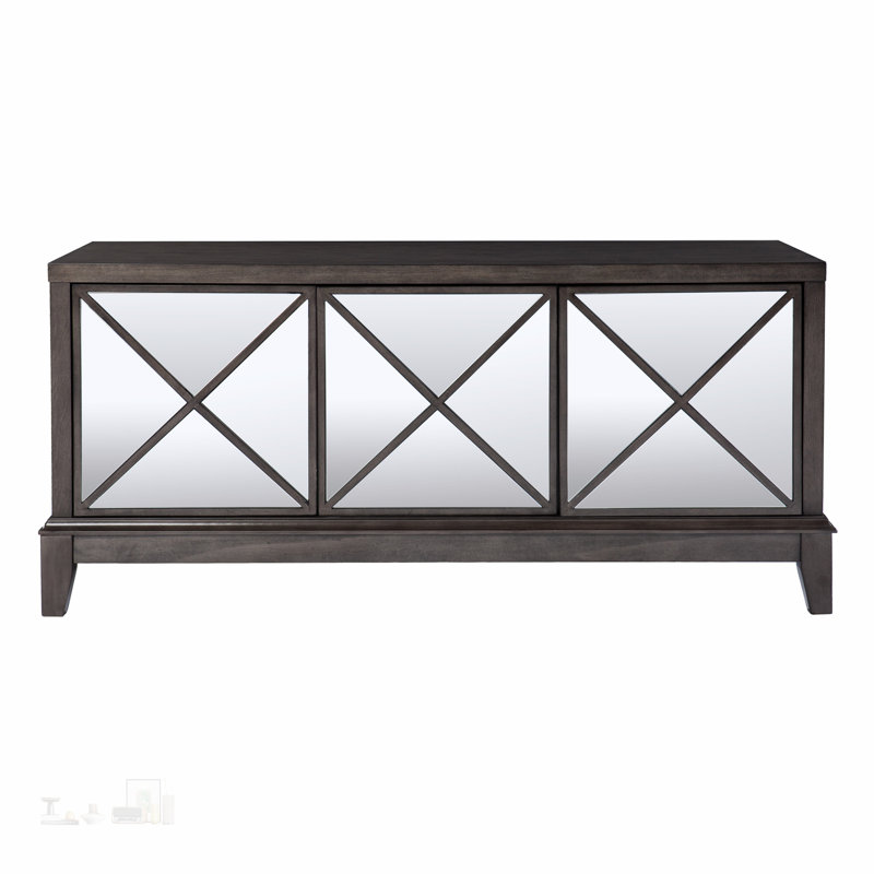 Mirrored Media Cabinet and Wooden TV Stand, Combining Glamour with Storage for a Luxurious Entertainment Experience