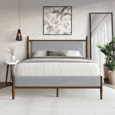 KING SIZE WOODEN PLATFORM BED IN WALNUT