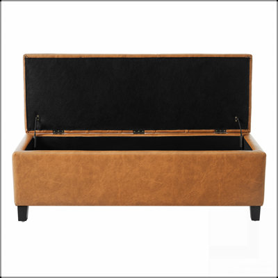 Banc repose-pieds avec rangement, surface en polyuréthane, pieds en bois d'hévéa, capacité de 300 lb