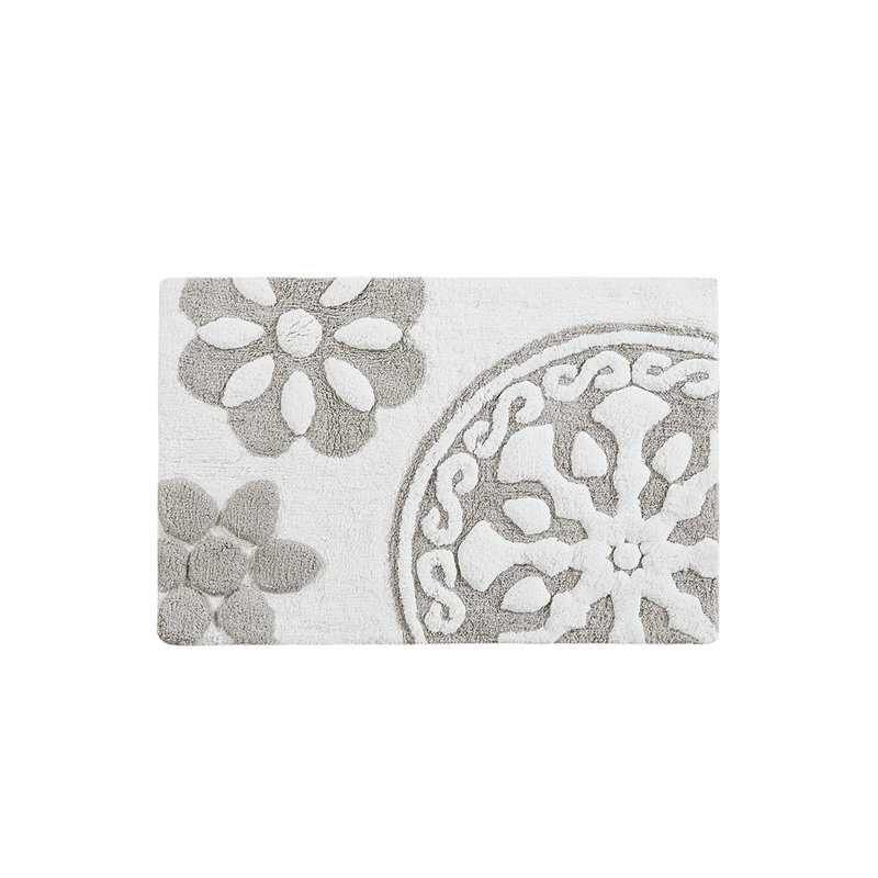 Tapis pour salle de bain Gracie Mills Drake, Gris