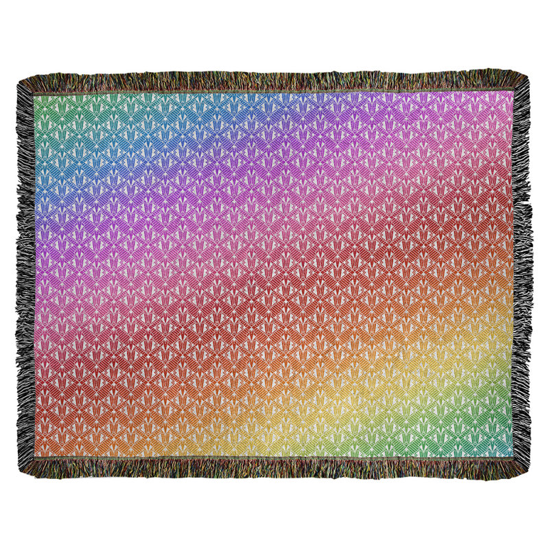 Couverture en coton tissé Katelyn Elizabeth, l 37 po x L 52 po, Rose / rouge / vert